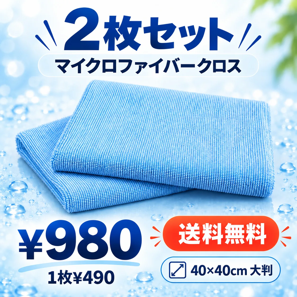 マイクロファイバークロス 2枚セット 980円 送料無料