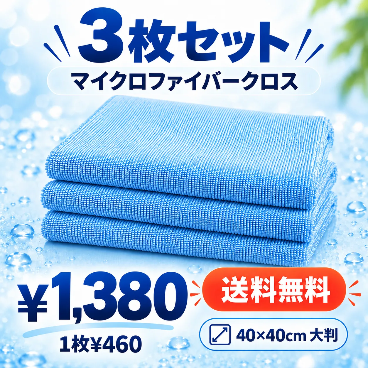 マイクロファイバークロス 3枚セット 1,380円 送料無料