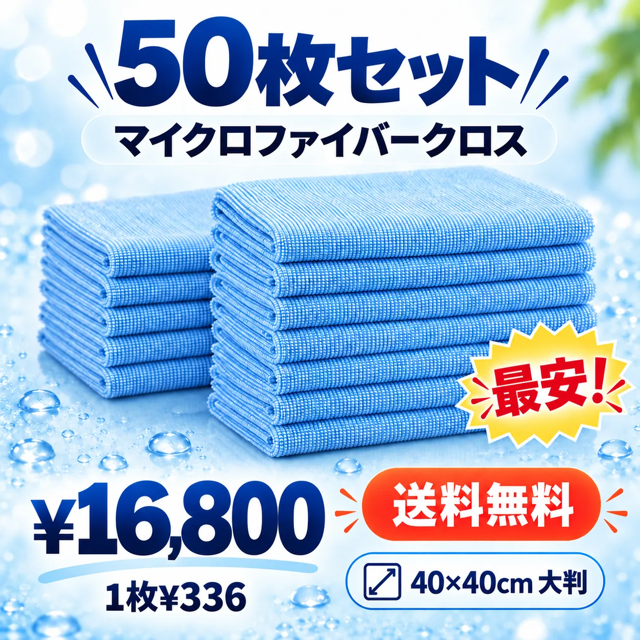 マイクロファイバークロス 50枚セット 16,800円 送料無料 最安